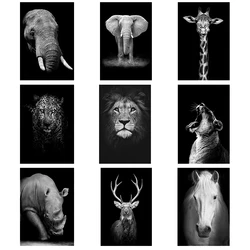Animal Wall Art Elephant Giraffe Canvas Painting Black and White Poster Print Decoration Wall Picture for Living Room Home Decor