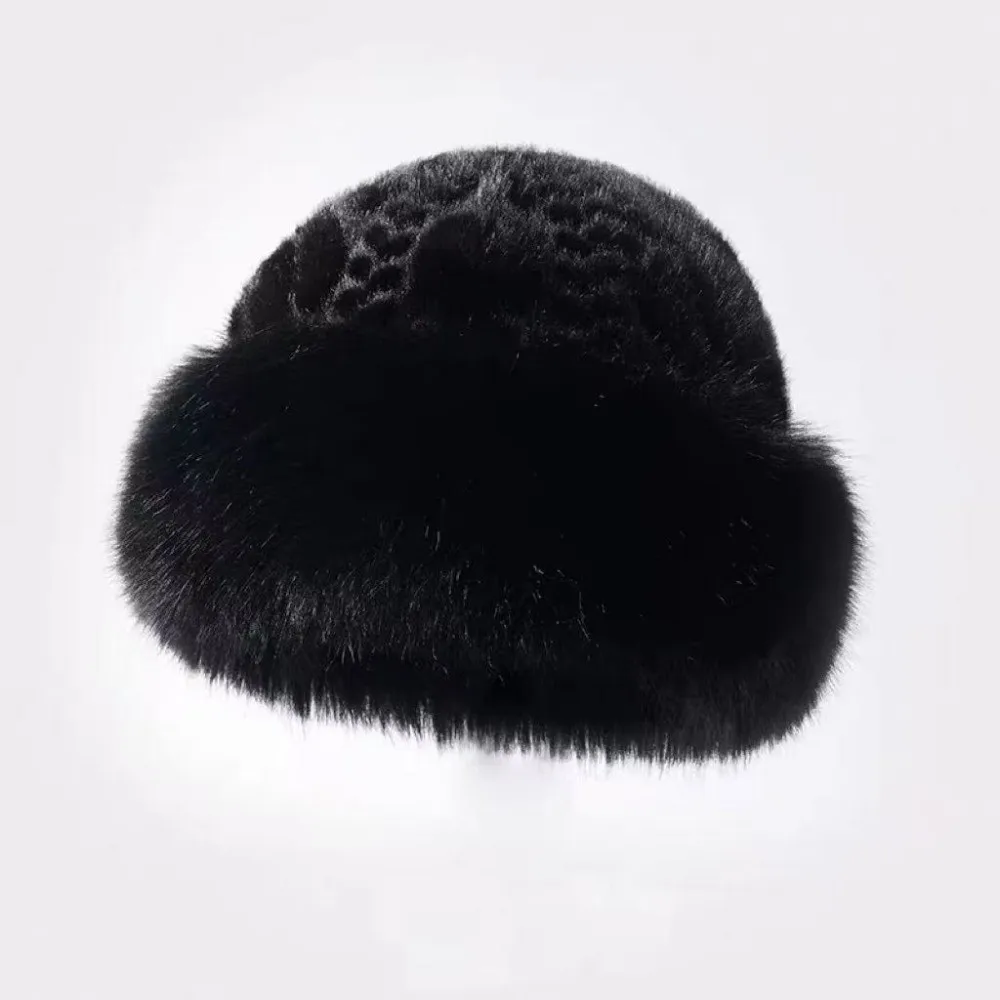 Soft Thicken Bucket Hat Ear Protection Fluffy Faux Fur Snow Hat Solid Color Keep Warm Beanies Hat Winter