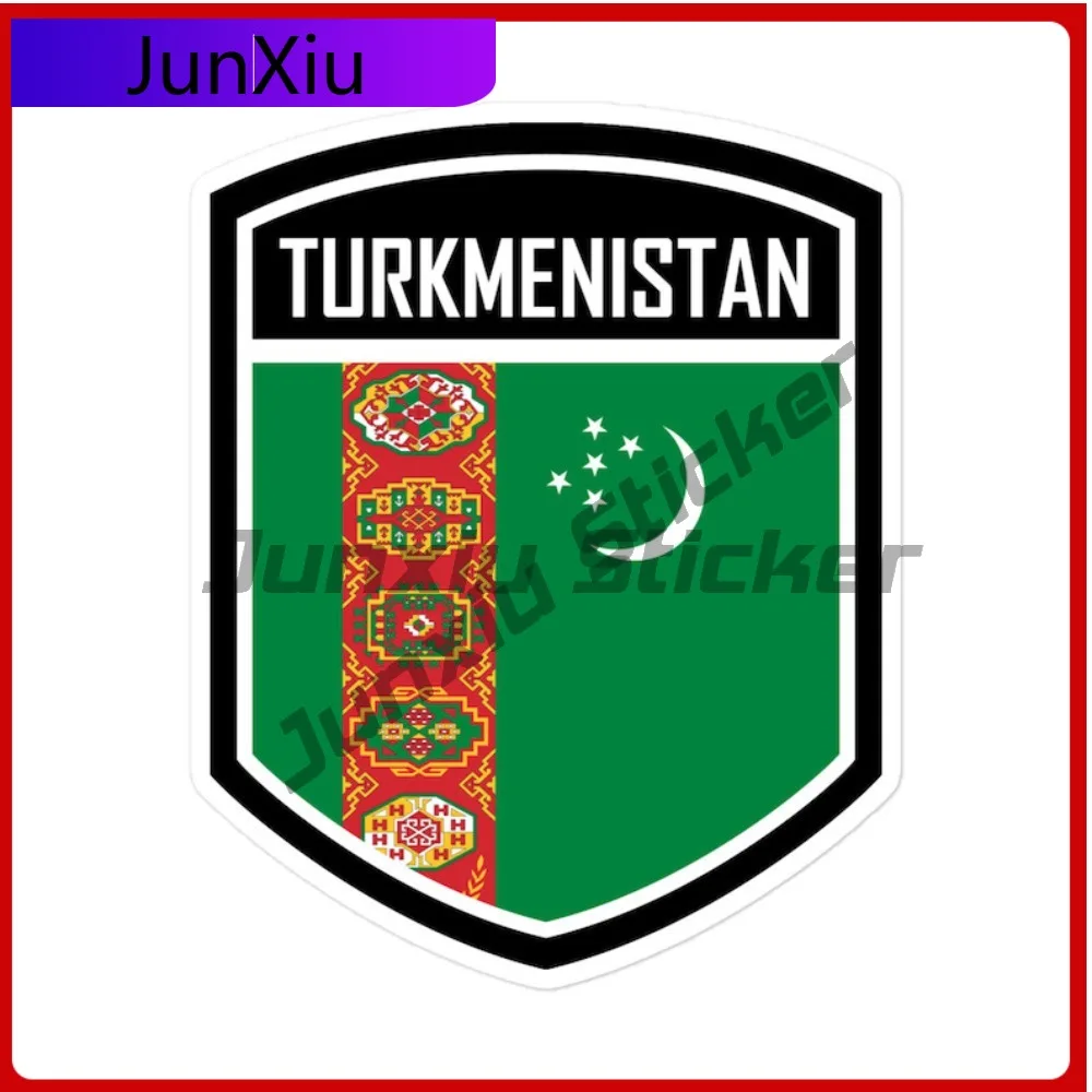 

Turkmenistan Flag Emblem Custom Trendy Strong Adhesive Stickers Waterproof Vinyl Decal Anti Scratch Protection and