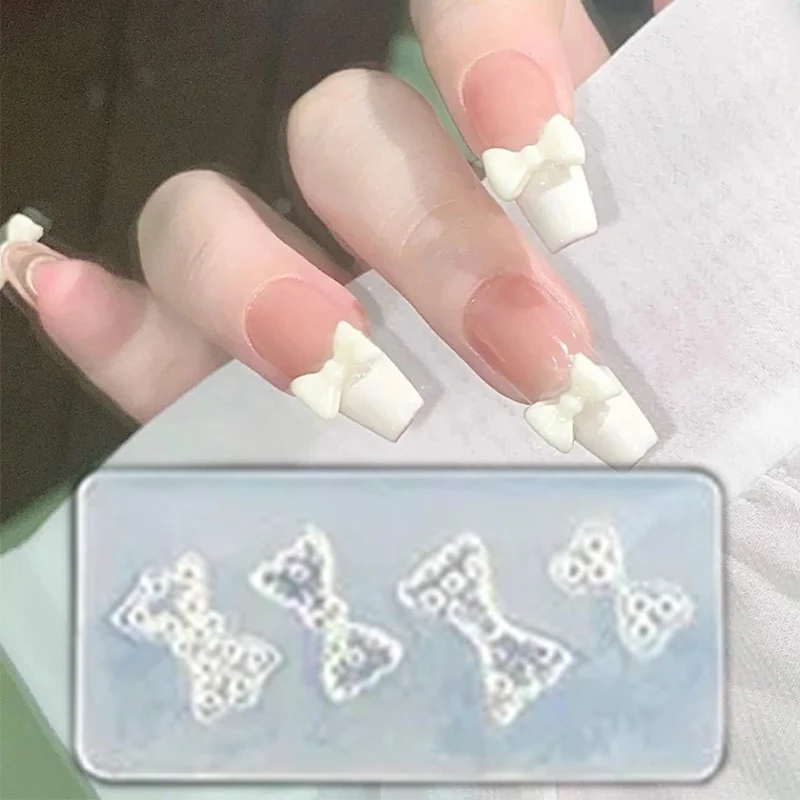 3D Fingertip Bowknot Silicone Nail Art Mold Reusable Transparent Resin Mold Y2K BOW Manicure Art Template Silicone Tool(4*2CM)