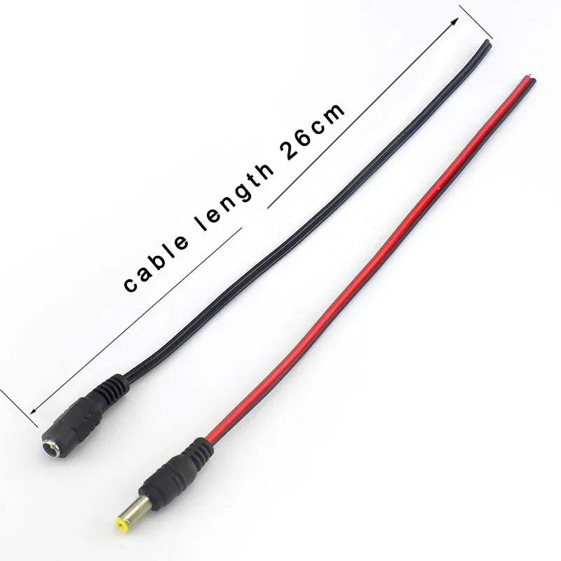 10pcs/Lot 2.1x5.5 Mm Male Female Plug 12V Dc Power Pigtail Cable Jack For Cctv Camera Connector Tail Extension 12V DC Wire