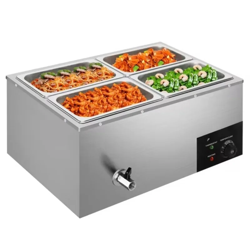 4-disc 600W stainless steel food heating rack, 5L capacity, silver finish