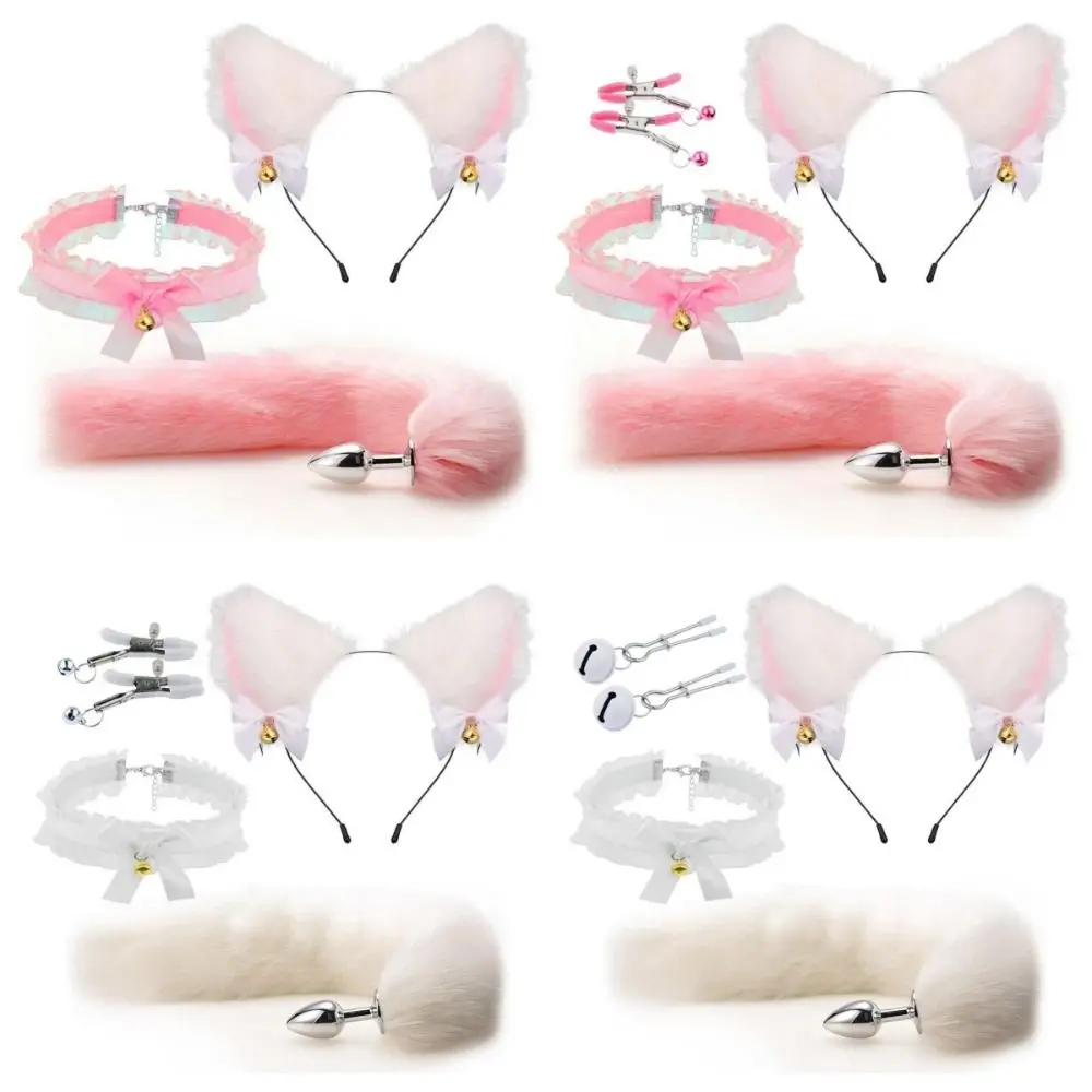 

Cos Plush Animal Ear Tail Suit Cosplay Accessories Cute Head Wrap Headband Tail Accessories Halloween Party Soft Wolf Ear