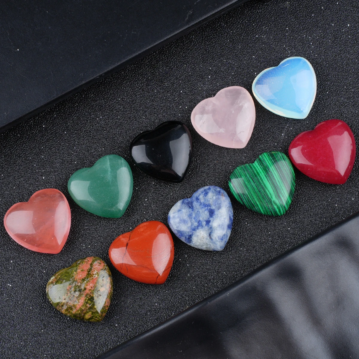 5pcs/lot Natural Stone Ornament 25mm Heart Shape Crystal Rose Quartz Energy Stone Healing Collectibles Home Decortions