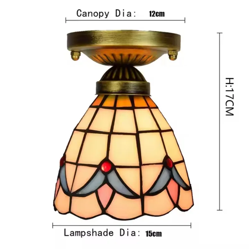 Round Led Ceiling Lamps Modern Design for Bedroom Staircase Light Simple Led Lighting Retro Baroque Glass Tiffany Ceiling Lamp