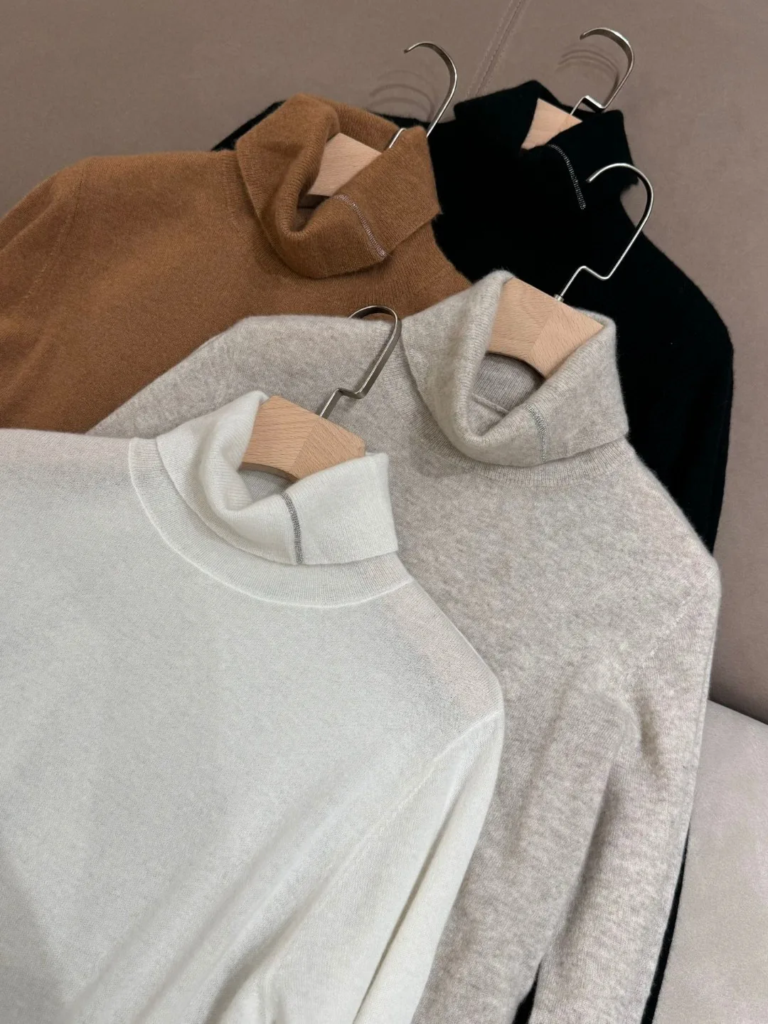 Autumn Winter B*C High Collar Cashmere Sweater Pullover Long Sleeve Bottoming Top Female Knitted Sweater