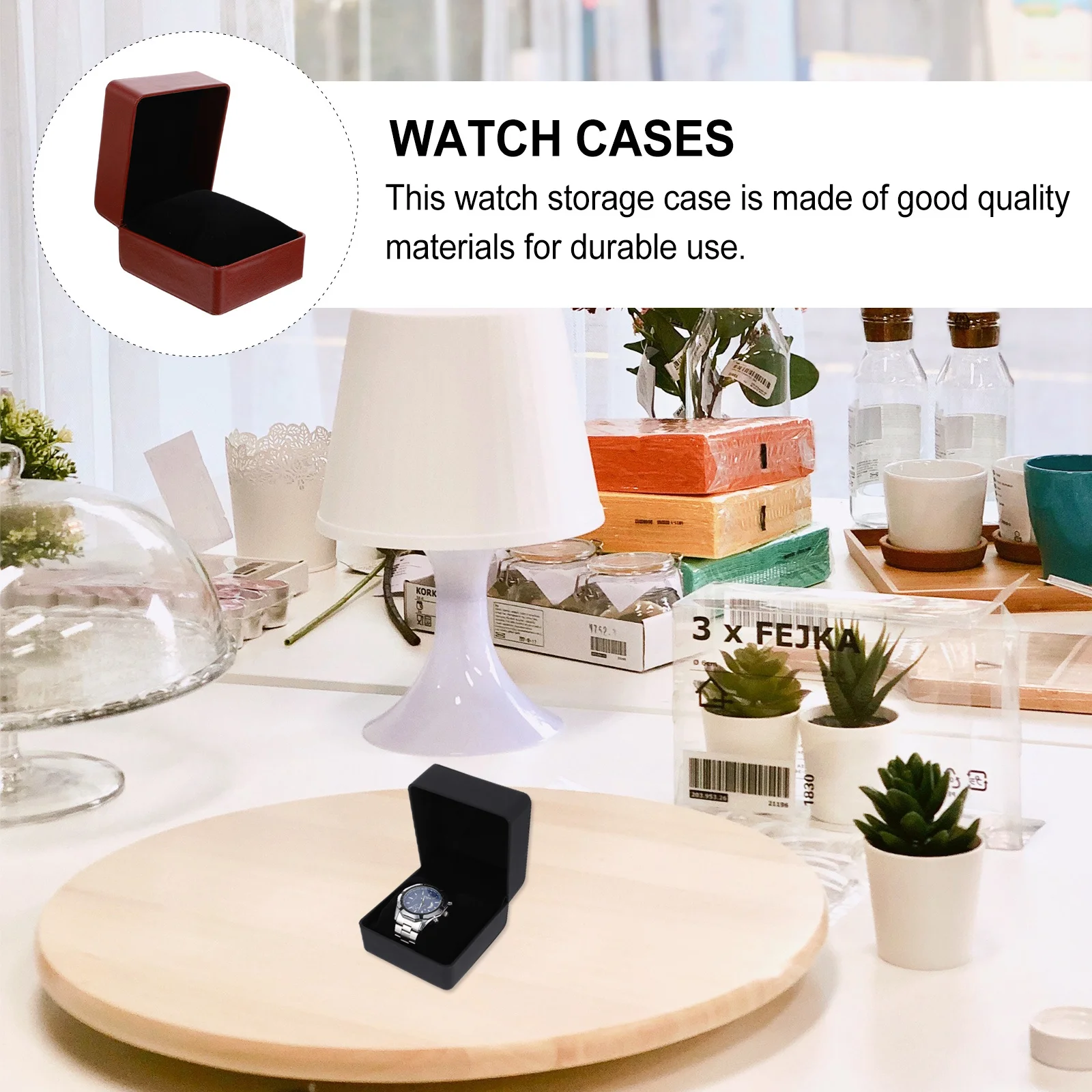 

2Pcs Watch Organizer PU Storage Box Multi-Function Watch Case Creative Gift Display for Travel Home Gift Storage Box
