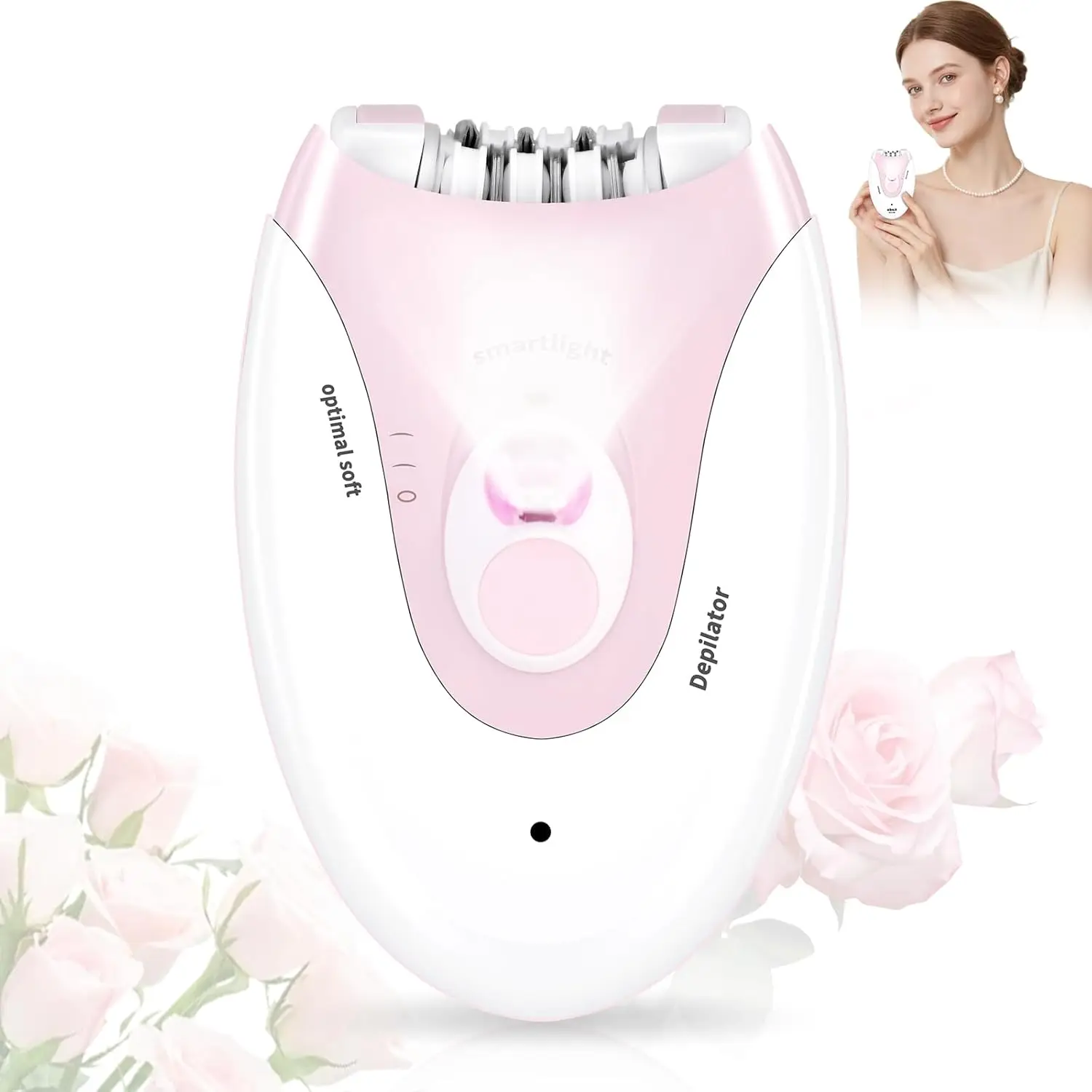 

Women's Epilator with 2 Speeds & LED - Cordless Hair Remover for Face, Armpits, Legs, Bikini Area