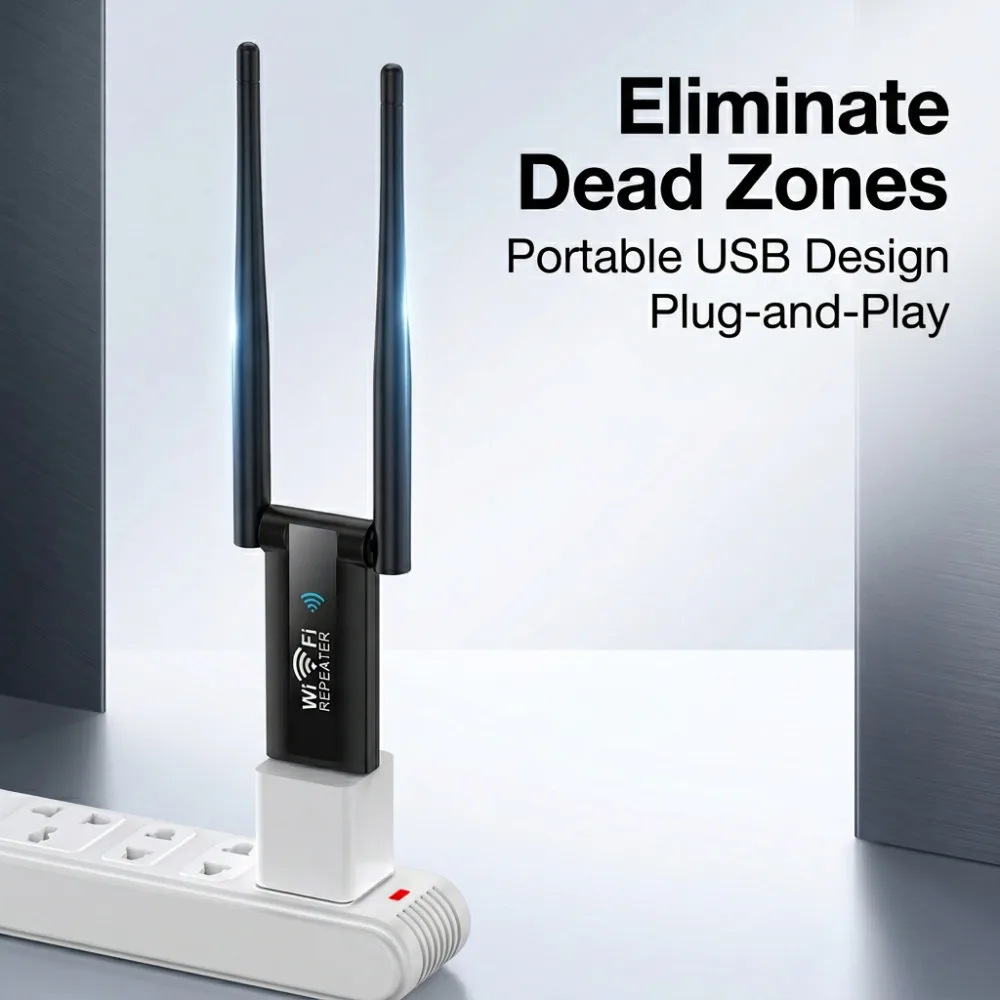 2.4G 300Mbps Wireless USB WiFi Repeater Extender WiFi Signal Amplifier Booster Long Range Wi-Fi Router Home Network Extension