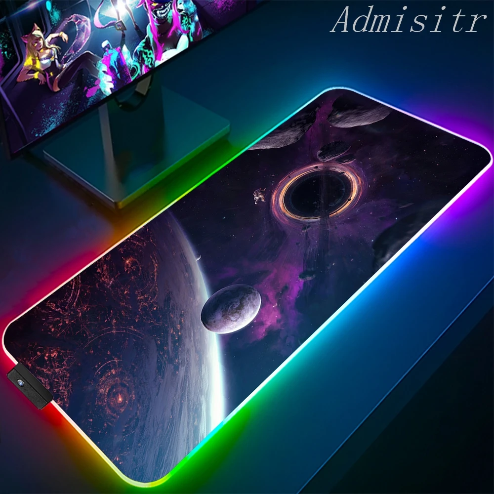 Large RGB Mouse Pad Cool Space Gaming XXL Mousepad LED Mause Pad Gamer Copy Mouse Carpet MausePad PC Desk Pad Mat with Backlit