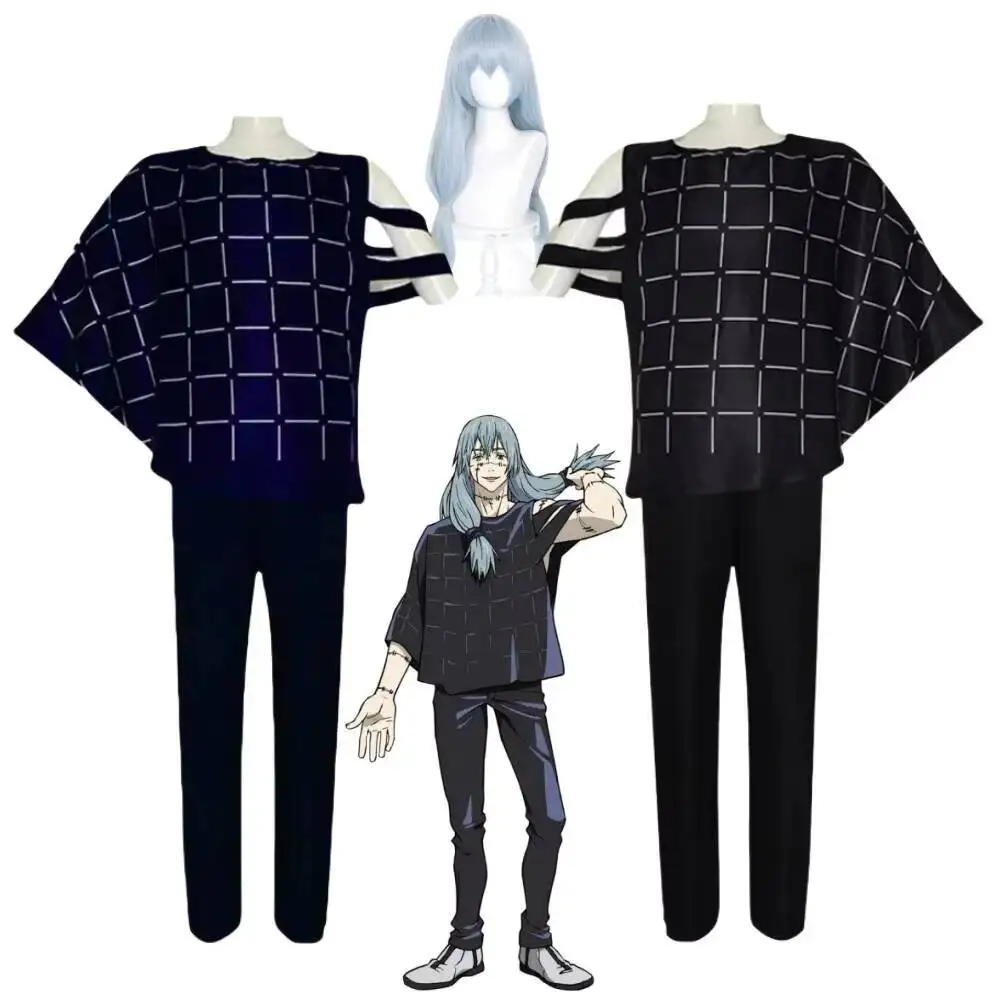 

Cosplay Anime Jjk Costumes Wig Top Pants Suit Halloween Costume Men Carnival Party Mahito Set For Comic Con