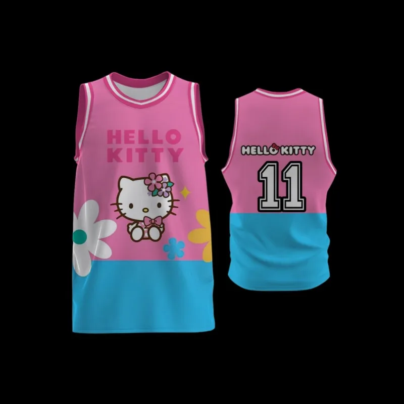

MOTO-2025 Новая аниме Hello Kitty 3D одежда с принтом Баскетбольная форма Косплей Униформа Жилет Темно-синий