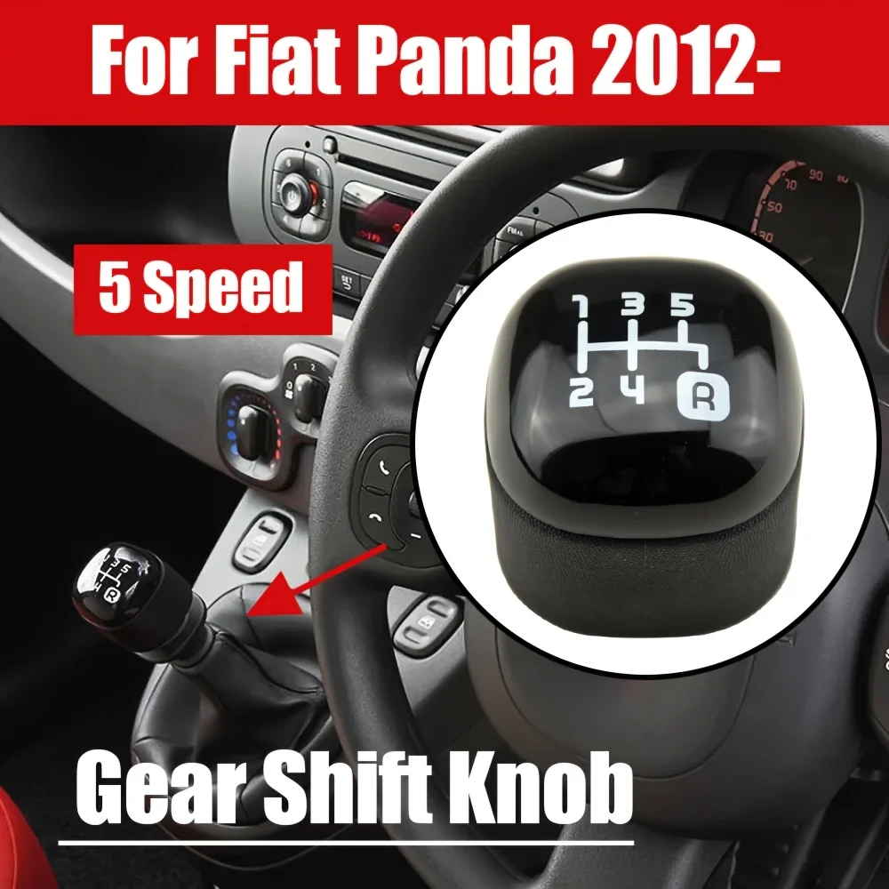 5 Speed ABS Manual Gear Shift Knob for Fiat Panda 2012-Up Gear Stick Shifter Lever Replacement Interior Accessory