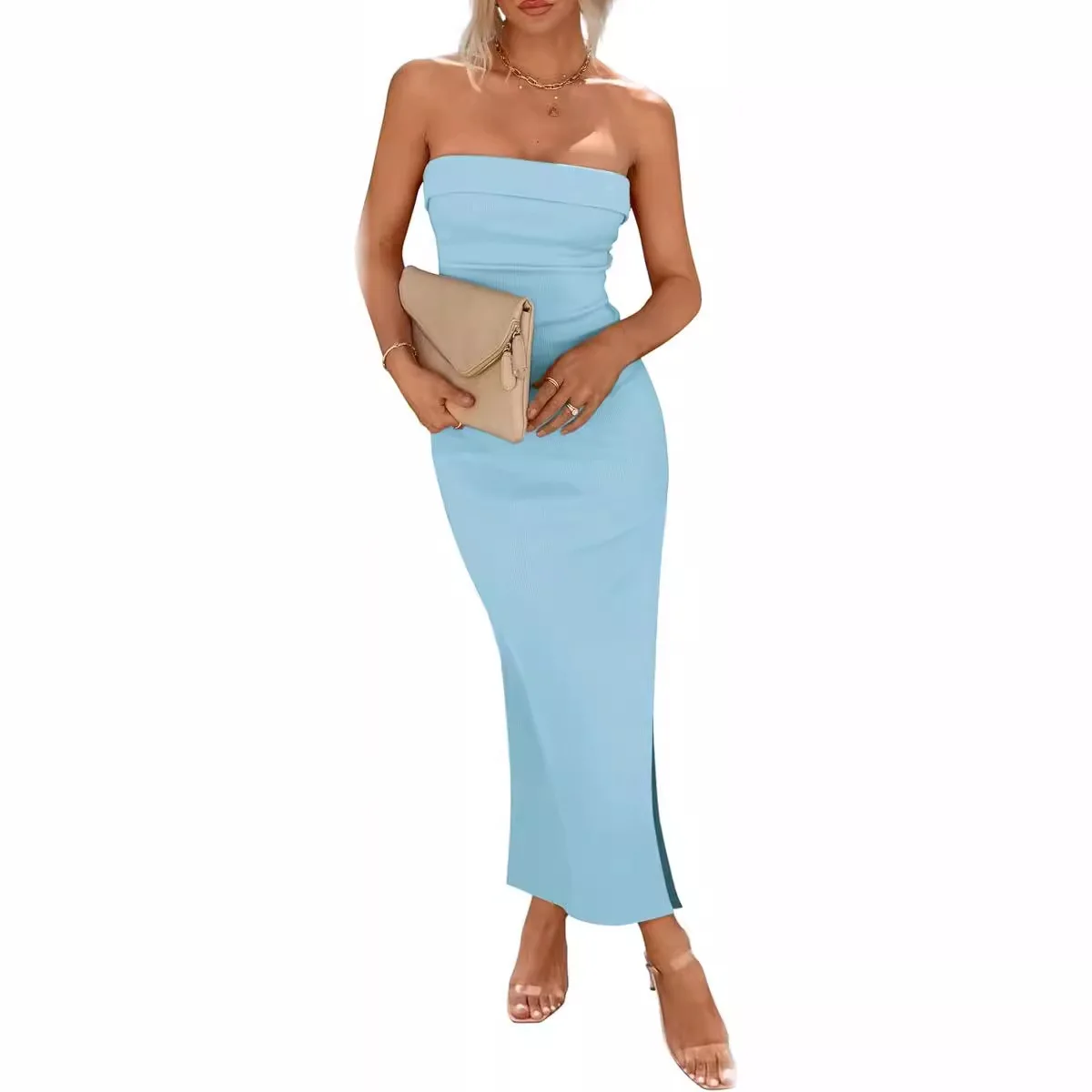 2025 Off Shoulder Long Dress Women Solid Chest Wrap Midi Dress Summer Backless Sexy Party Dresses Sexy Elegant Vestidos For Lady