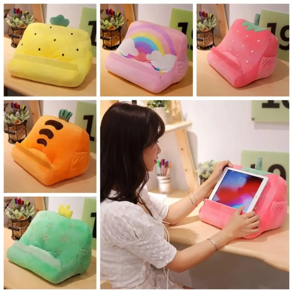 새로운 과일 스타일 태블릿 스탠드 내구성 편안한 베개형 폰 홀더 범용 소프트 폰 독서 브래킷 침실용