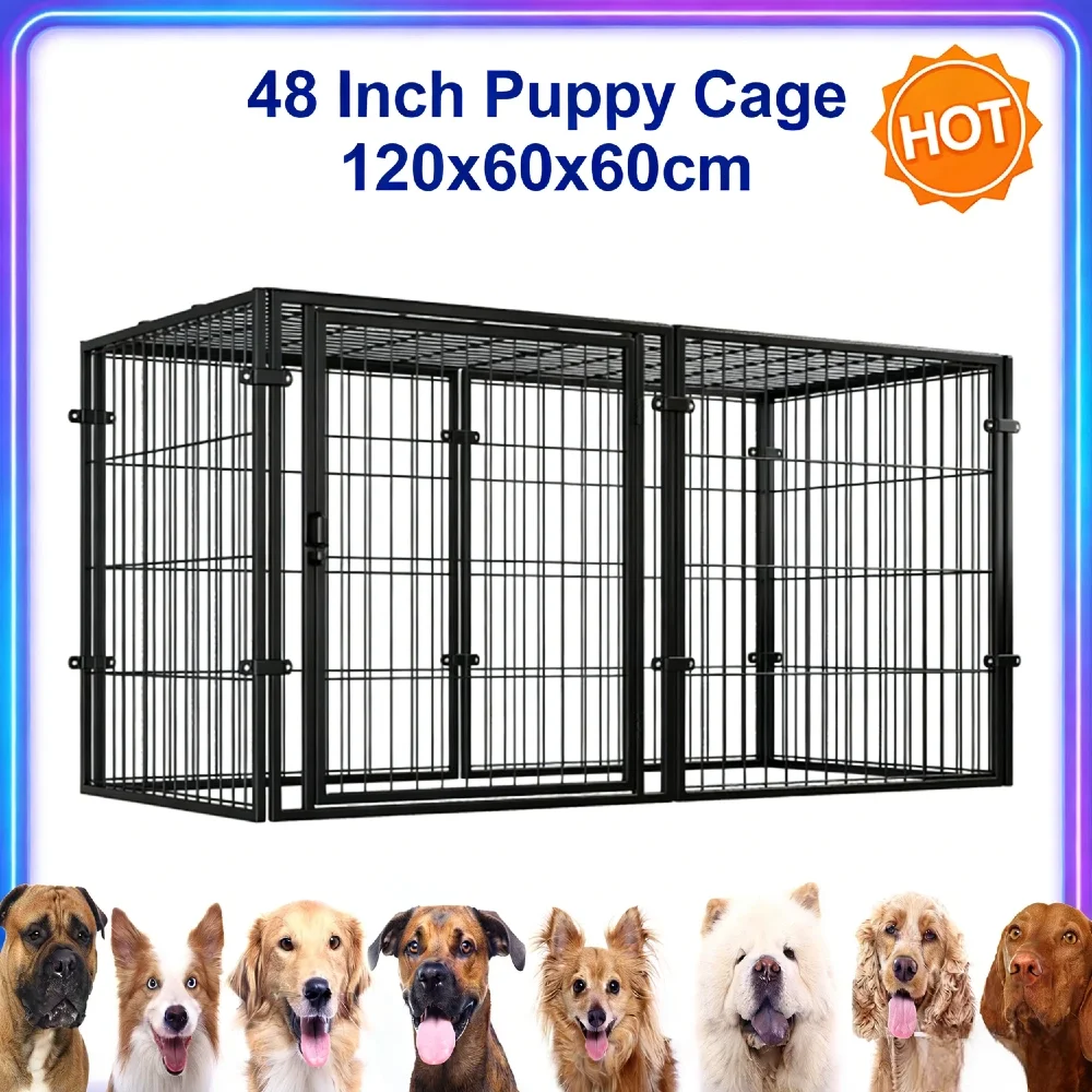 

Металлический складной вольер-манеж для щенков 48 дюймов с сетчатым каркасом, защитой от побега, верхней крышкой и подставкой для лап из ЭВА для маленьких собак, кроликов, свиней