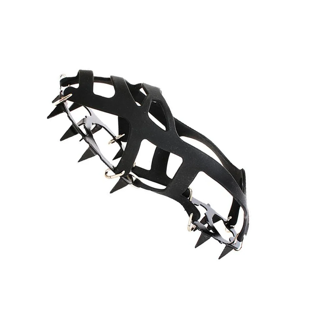 Climbing Shoes Outdoor Ice and Snow Hiking Black 18 Teeth Silicone Crampons Non-slip