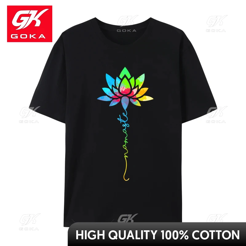 Womens Namaste Rainbow Mandala Lotus Flower Meditation Yoga T-Shirt Cotton Tees Vintage Tshirts Men Retro Tshirt