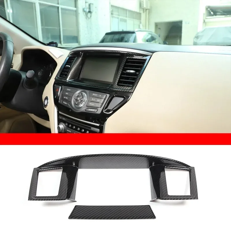 

For Nissan Pathfinder 2013-18 ABS Carbon Car Central Control Navigation Frame Cover Trim Sticker Car Accessories