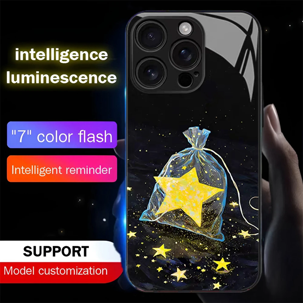 Romantisches Meteor-Design Schallgesteuertes LED-Blitzgehäuse Leuchtende Glasabdeckung für iPhone Air 17 16 E 15 14 13 12 11 Pro Max Plus – Detail 12