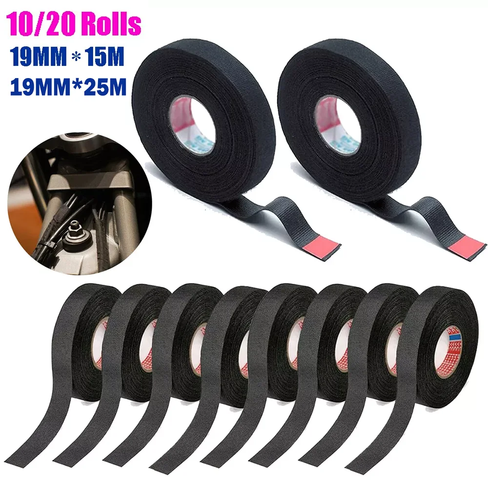 

10/20Rolls Electrical Tape Insulating Automotive Fabric Cloth Heat Resistant Adhesive Wire Harness Tapes Set