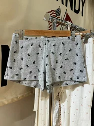 Skulls Print Cotton Home Shorts Women Summer High Waist Casual Straight Short Pants Vintage Streetwear Gray Pajama Underwear