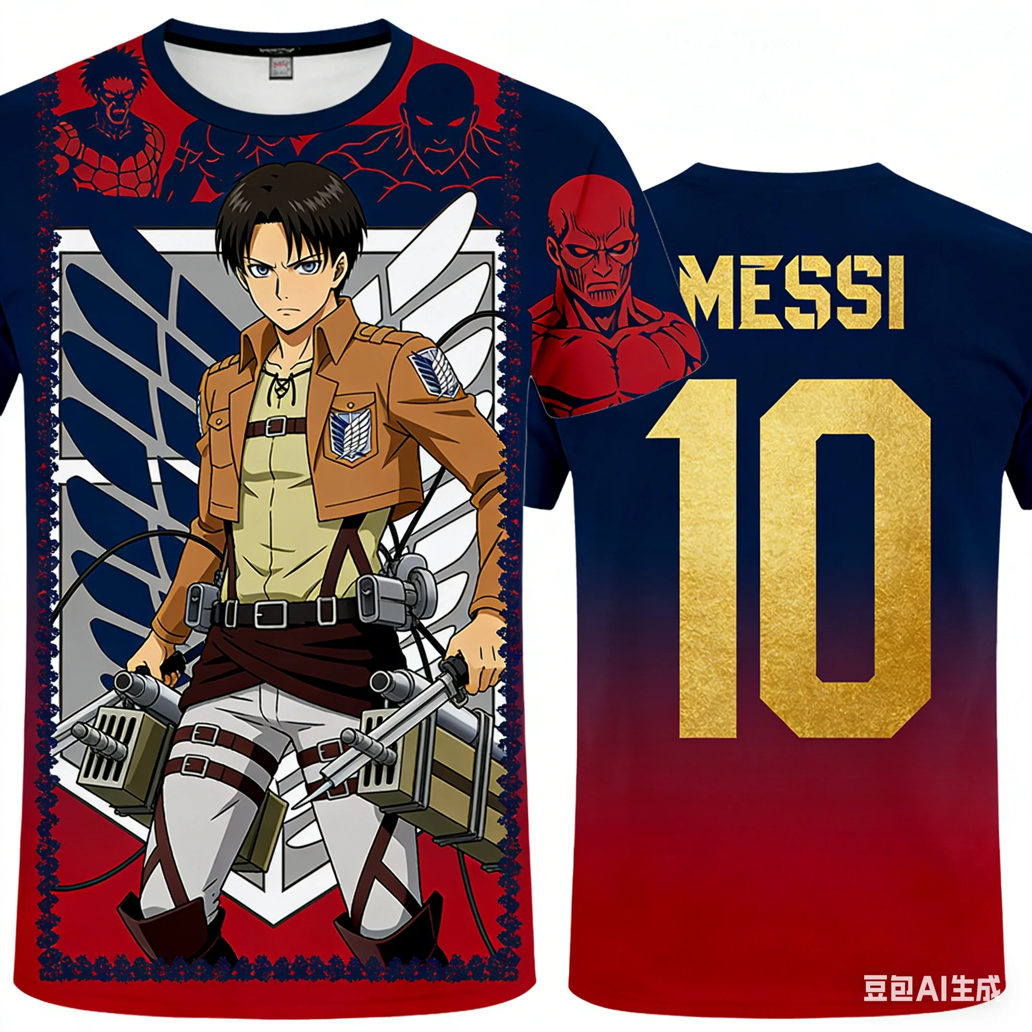 

Футболка с графическим принтом Attack on Titan × Soccer Star Collaboration, унисекс, модная, свободного кроя, повседневная, с коротким рукавом
