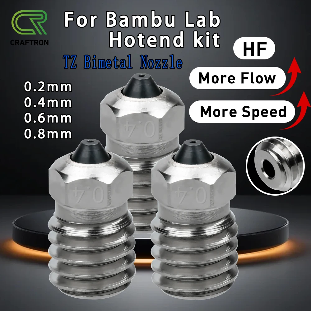 

For Bambu Lab Hotend Kit Nozzles Bimetallic Hardened Steel Nozzles Copper Plating V1 V2 V3 Hotend Nozzle 3D Printer Parts X1C