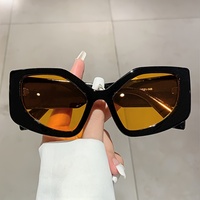 1 pair of new women's polygonal fashion glasses with multi-color design, versatile decorative glasses for both men and women