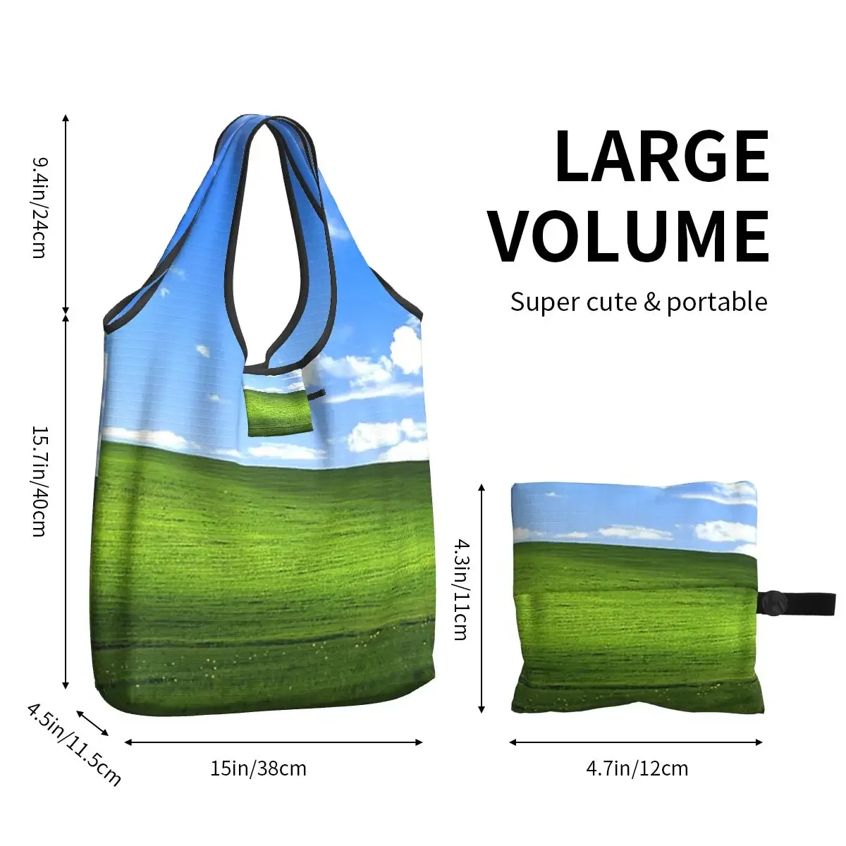 Windows XP Wallpaper Portable Tote Shopping Bags Reusable Shopper Bag Groceries Handbag Shoulder Bag