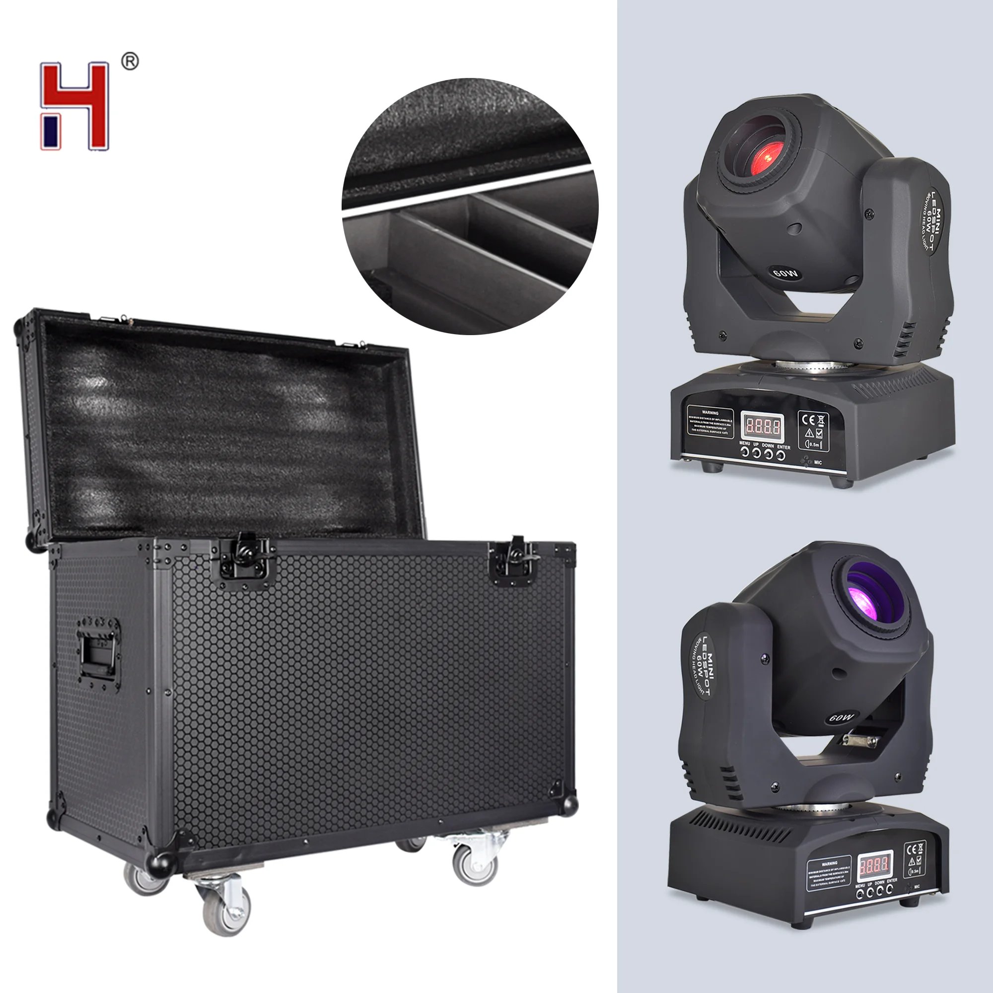 

HongYi Mini Moving Head 60 Вт светодиодная лампа DMX Gobos с 3-лицевой призмой, вращающимся эффектом, сценическое оборудование для DJ Party Disco Light