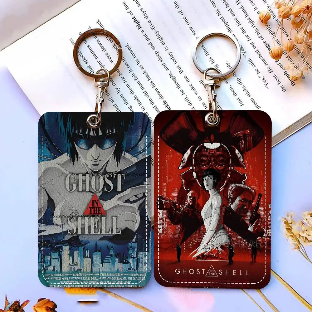 Anime Ghost In The Shell Keychain Card Holders Keyring Bank Bus ID Credit Cards Key Ring Chains
