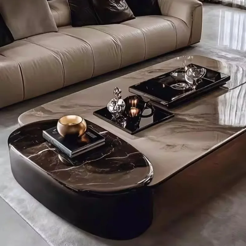 Microcrystalline Stone Tabletop Coffee Table Side Table Set Light Luxury Minimalist Living Room Coffee Table Modern furnitures