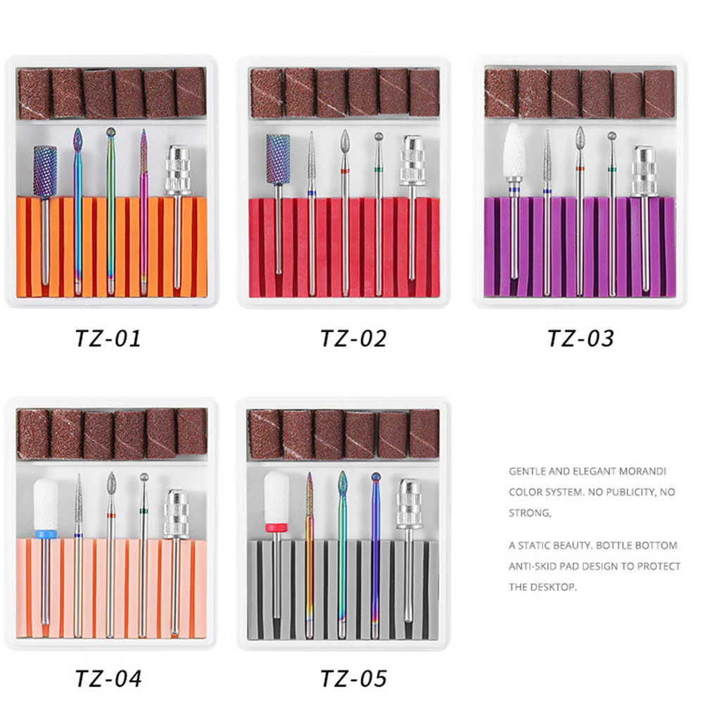 1세트 네일 드릴 비트 세트 텅스텐 스틸 견고한 매니큐어 연마 헤드 전문가용 네일 드릴 도구 키트 천연용 적합