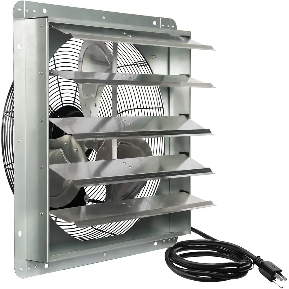 

20 Inch Wall-Mounted Shutter Exhaust Fan with 1.65m Power Cord, Ideal for High-Speed Ventilation in Workshops, Garages, Greenhou