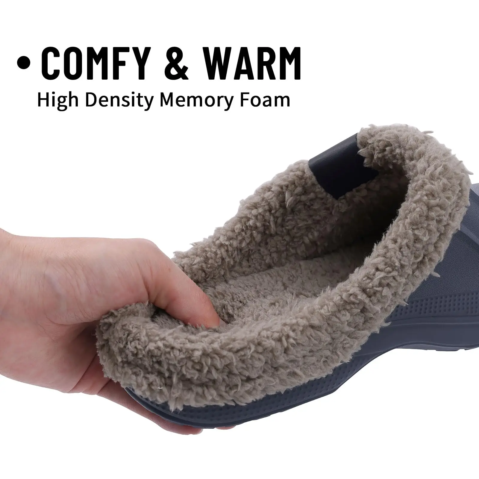 Lächeln Winter Pelz Gefüttert Clogs Frauen Fuzzy Hausschuhe Männer Warme Hausschuhe Erwachsene Outdoor Wasserdichte Hausschuhe Komfort Garten Clogs – Detail 10