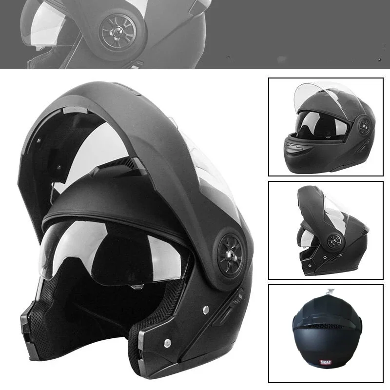 

Latest DOT Approved Safety Modular Motorcycle Helmet Dual Lens Interior Visor Flip-Up Feature for Voyage Racing