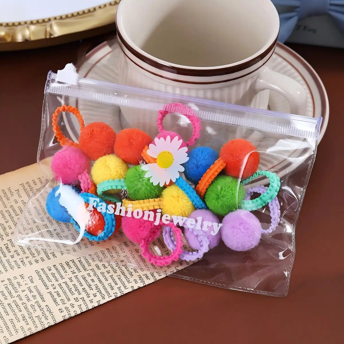 20 Stücke Mädchen Bunte Plüsch Ball Elastische Haarbänder Kinder Pferdeschwanz Krawatten Gummibänder Kopfbedeckung Haarschmuck Geschenk für Kinder – Detail 5