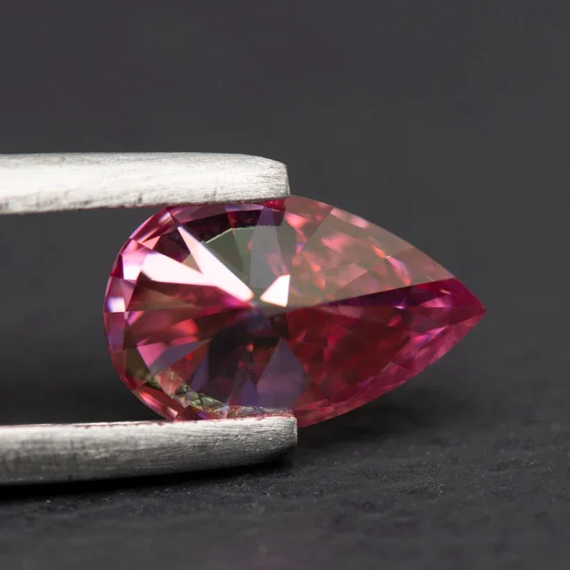 Moissanite Stone Pear Cut Pink Color DIY Ring Necklace Earrings Main Materials Charms for Jewelry Making with Certificate
