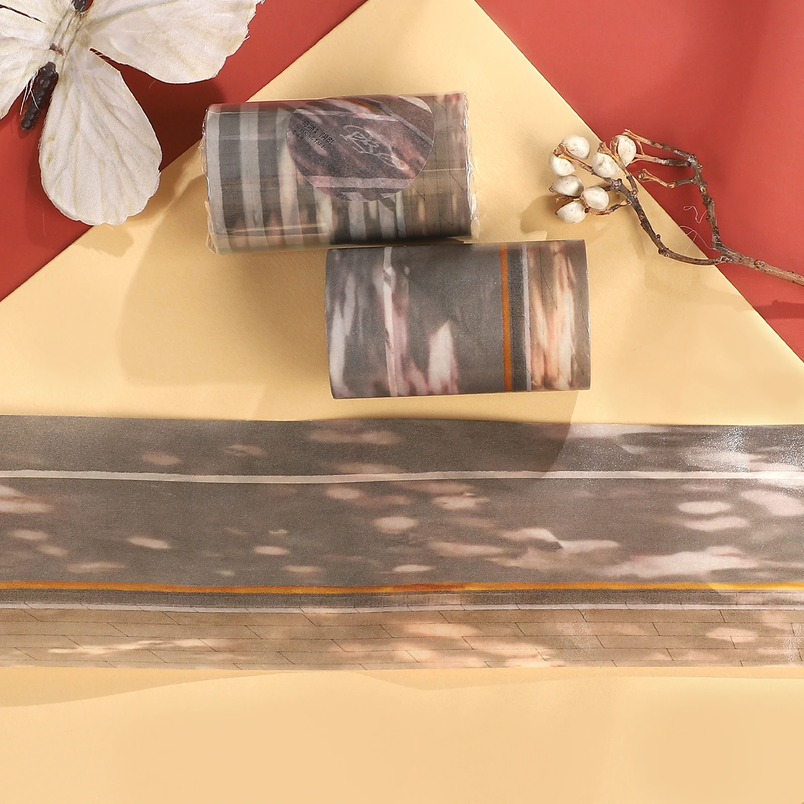 

67mm*5m Vintage Road Shadow Landscape PET Tape Creative DIY Journal Material Collage Scrapbooking Stationery