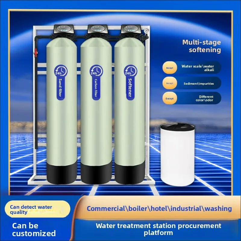 Máquina de agua blanda de intercambio de cation de resina de descalcificación de caldera industrial de equipo completamente automático grande