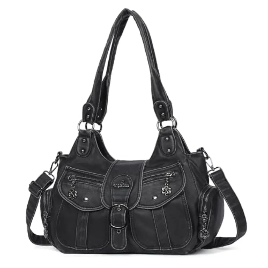 Angel Kiss Hobo Bags for Women Vegan Leather Shoulder Purses and Handbags Ladies Roomy Tote Bags Purse with Crossbody Strap