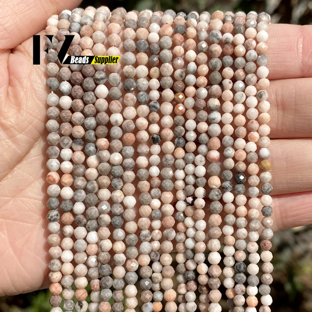2/3/4mm Natural Faceted White Pink Red Orange Color Jaspers Agates Jade Stone Beads For DIY Jewelry Making Bracelet Accessories