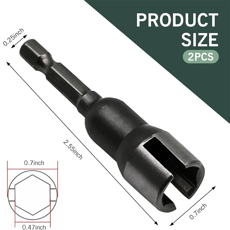 Wing Nut Socket 65mm Hexagonal Socket Conversion Nut 1/4'' Hex Shank Natural Slotted Butterfly Hole Wrench for Electric Tool