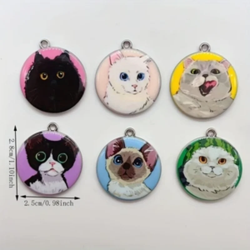 10pcs cartoon animal cat enamel jewelry making cute hanging earrings pendant necklace DIY keychain handicraft supplies view 6