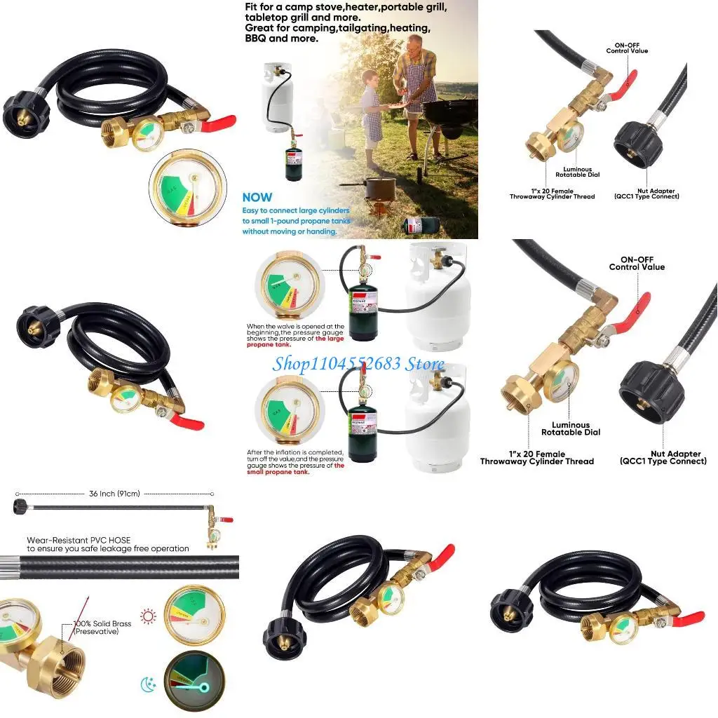 

Y6GD Bronze C3H8 Resupply Hose 36 Foot Tall Pressure Link For Camping Ovens Grills And Heating Equipment