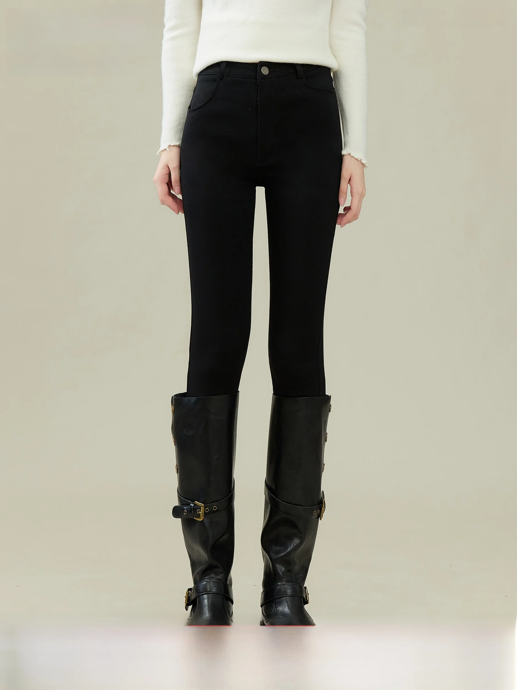 

Облегающие джинсовые брюки с эластичными манжетами, женские маленькие размеры, зимние новые удлиненные повседневные брюки с высокой талией