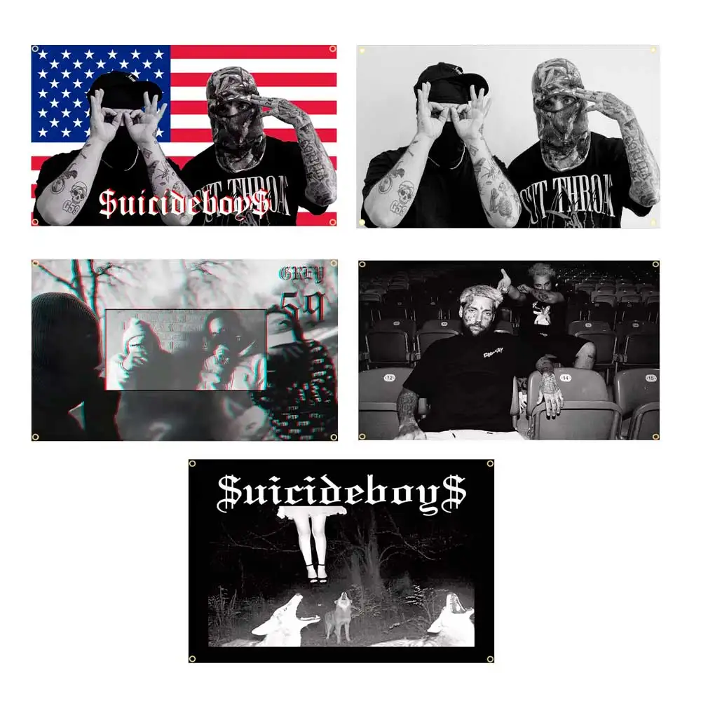 2x3fts 3x5fts Suicide Music Theme Funny Bedroom Tapestry Flag For Indoor Decoration, Home Decor, College Dorm Decor