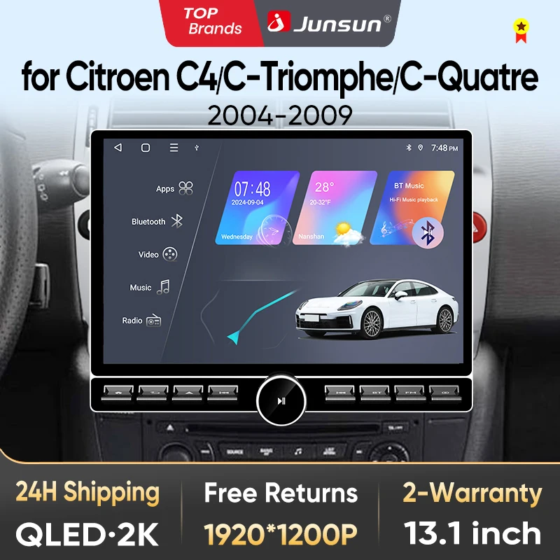 Image of Junsun 13,1″ QLED Wireless CarPlay Android Auto Autoradio für Citroen C4 C-Triomphe 2004-2009 Intelligente Systeme DSP SWC RDS