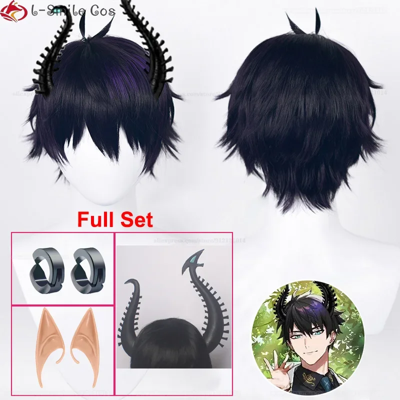 Ren Zotto Cosplay Wig Vtuber ILUNA Risotto Ren Zotto 30cm Short Heat Resistant Synthetic Hair Halloween Party Wigs + Wig Cap